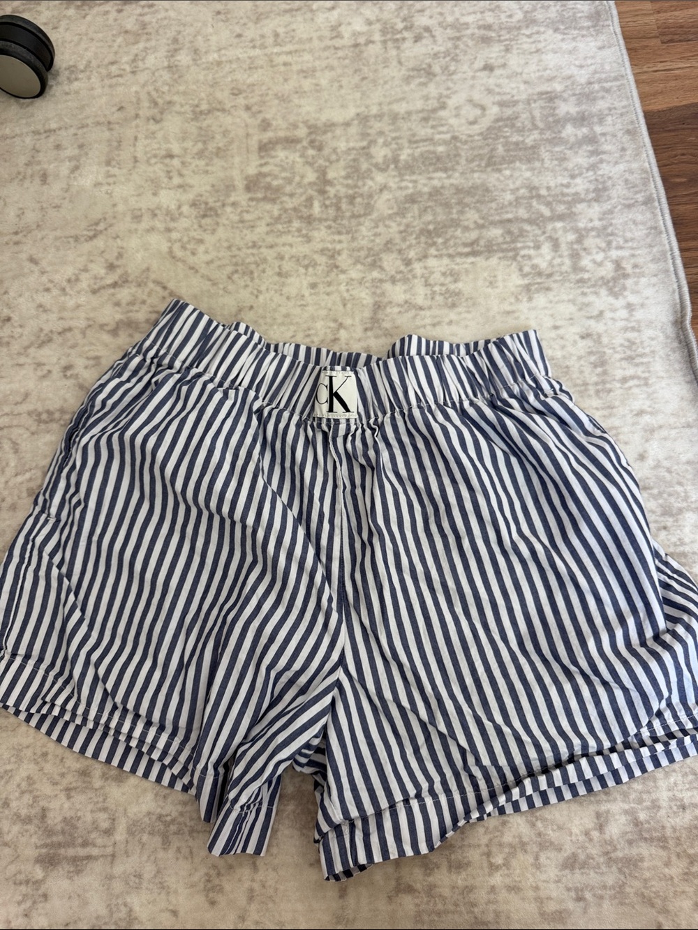 Calvin Klein Blue & White Striped High-Waist Women’s Shorts